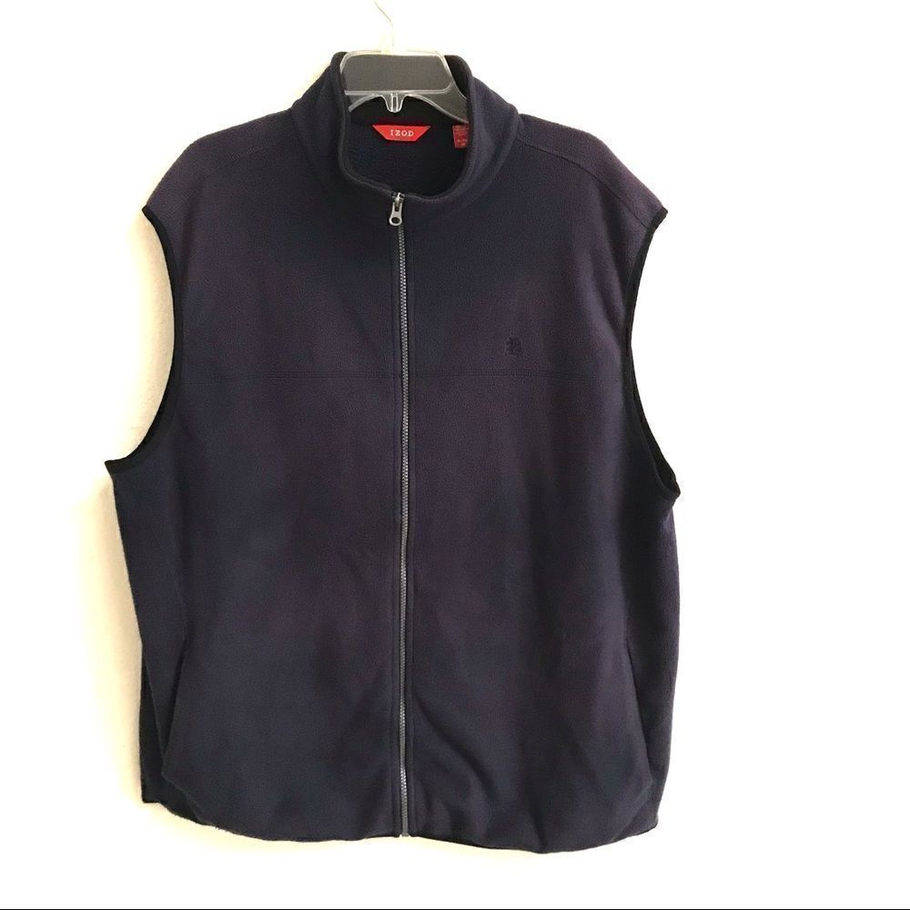 Izod navy fleece full zip vest XL‎